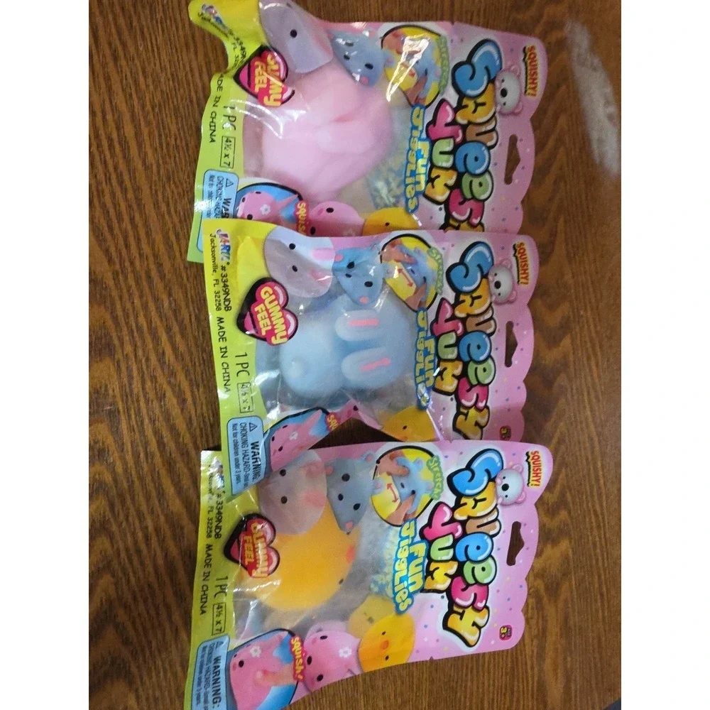 Gosh! Yum Fun Jigglies‎ Squishy Toys Yellow, Pink,blue Sensory Squeeze Lot Of 3
